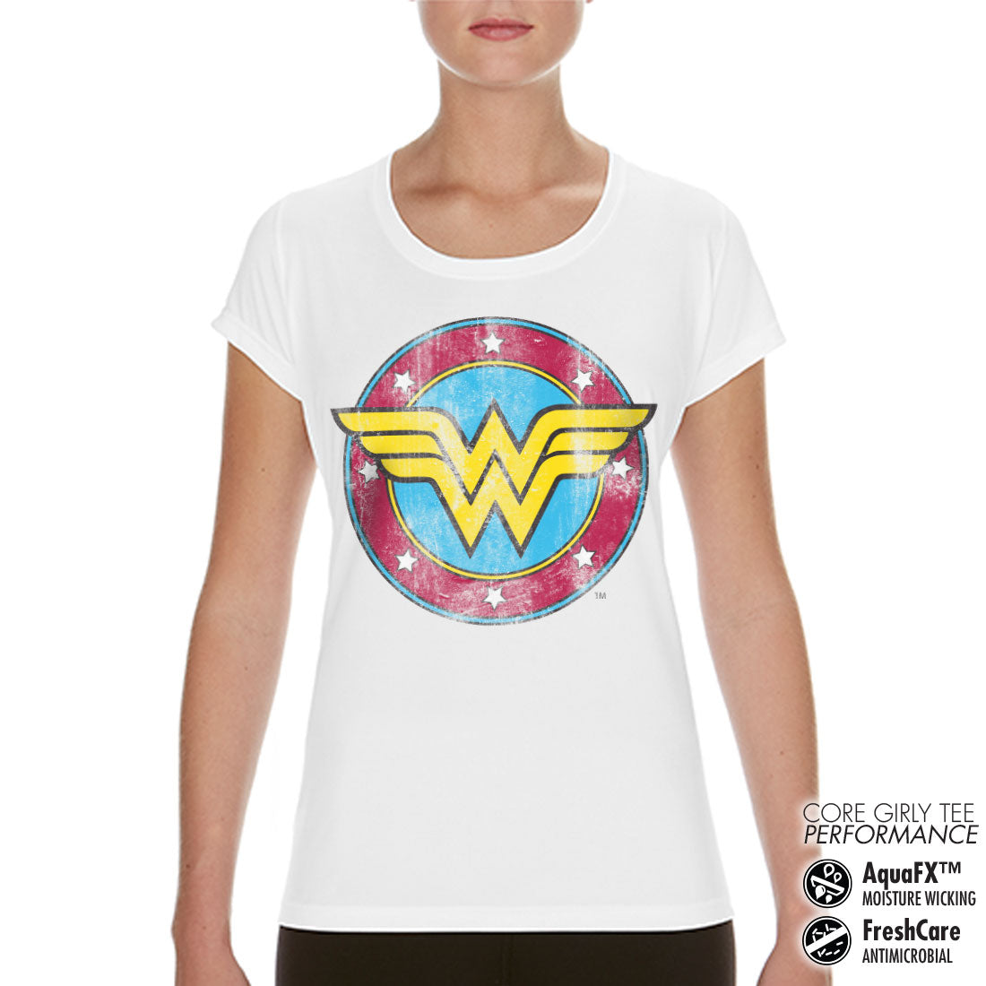 Billede af DC Comics, DC Comics: Wonder Woman Distressed Logo Performance T-Shirt (Kvinder)