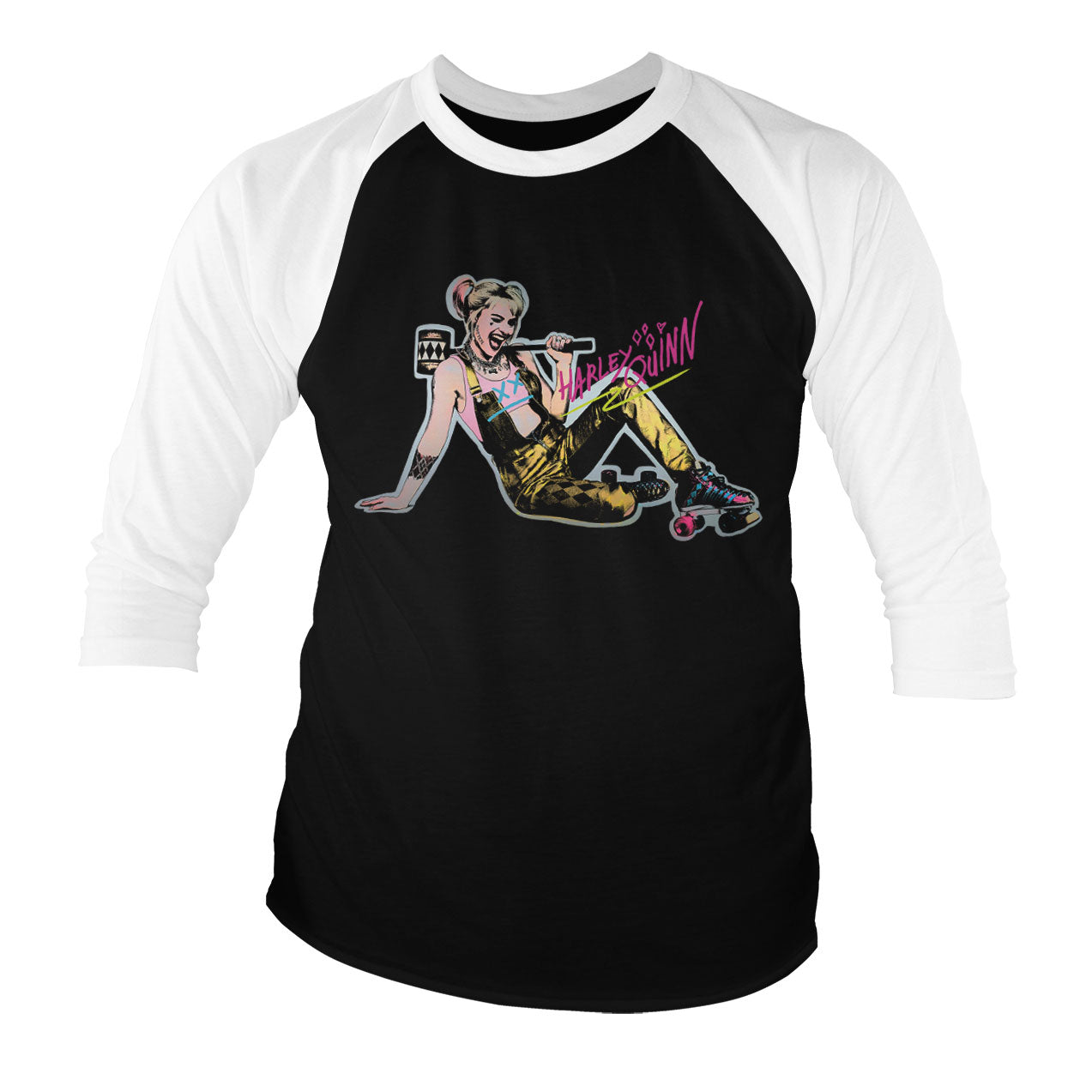 Billede af Birds of Prey, Birds of Prey: Harley Quinn Roller Skates 3/4-ærmet Raglan T-Shirt