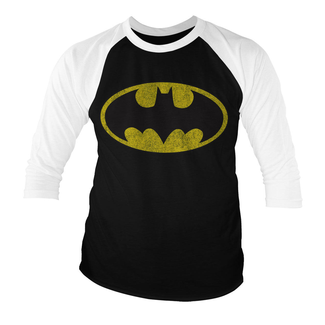 Billede af DC Comics, DC Comics: Batman Distressed Logo Raglan 3/4 Sleeve T-Shirt
