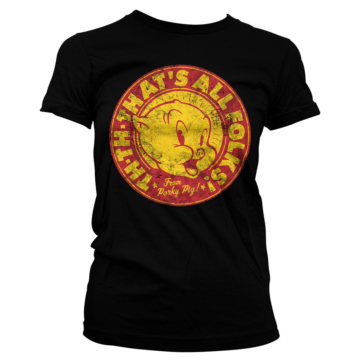 Billede af Looney Tunes, Looney Tunes: Porky Pig - That's All Folks! T-Shirt (Kvinder)