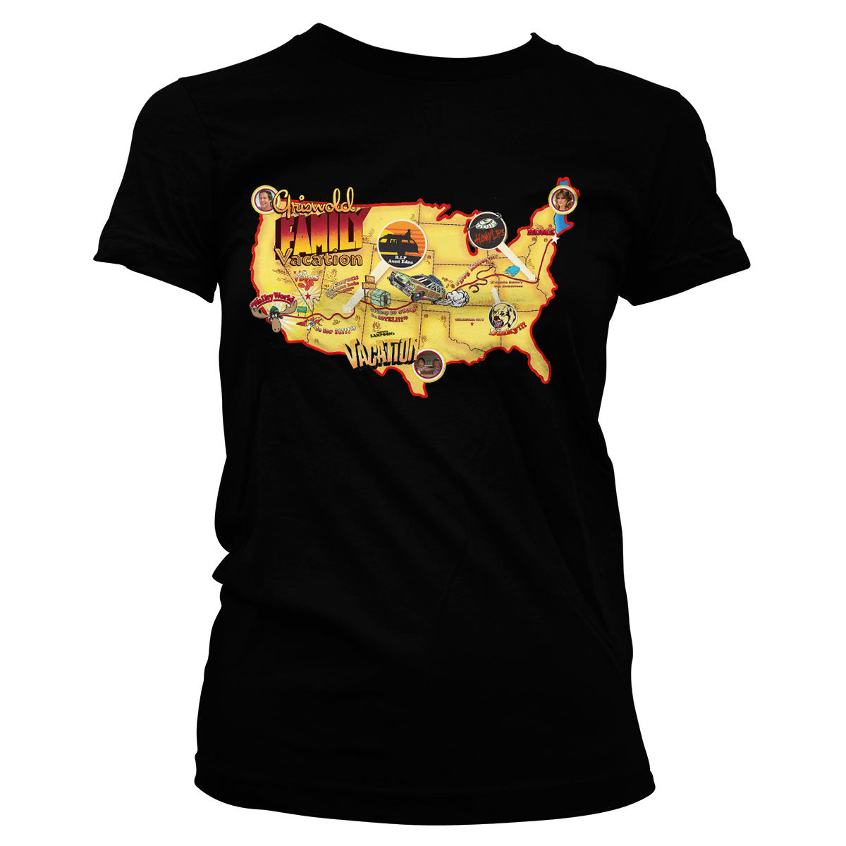 Billede af Fars Fede Ferie, Fars Fede Ferie: Lampoon's Vacation Roadmap T-Shirt (Kvinder)