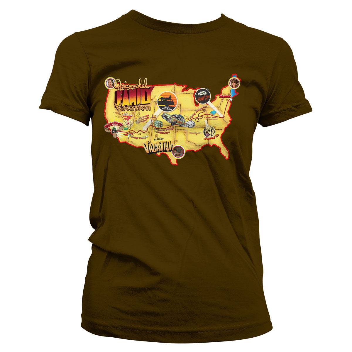 Billede af Fars Fede Ferie, Fars Fede Ferie: Lampoon's Vacation Roadmap T-Shirt (Kvinder)