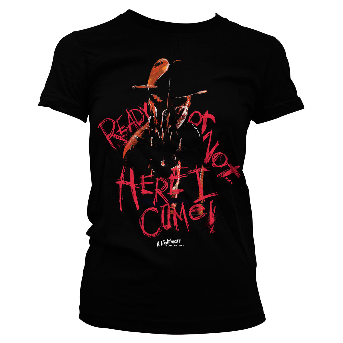 Billede af A Nightmare On Elm Street, A Nightmare On Elm Street: Here I Come T-Shirt (Kvinder)