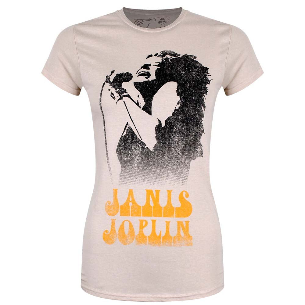 Billede af Janis Joplin Working The Mic T-shirt til kvinder