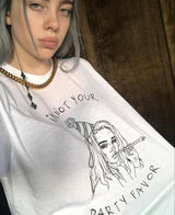 Billy Eilish wearing Party Favor t-shirt