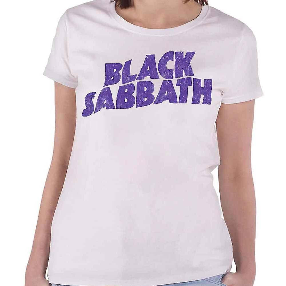 Billede af Black Sabbath Wavy Logo Vintage T-shirt til kvinder hvid