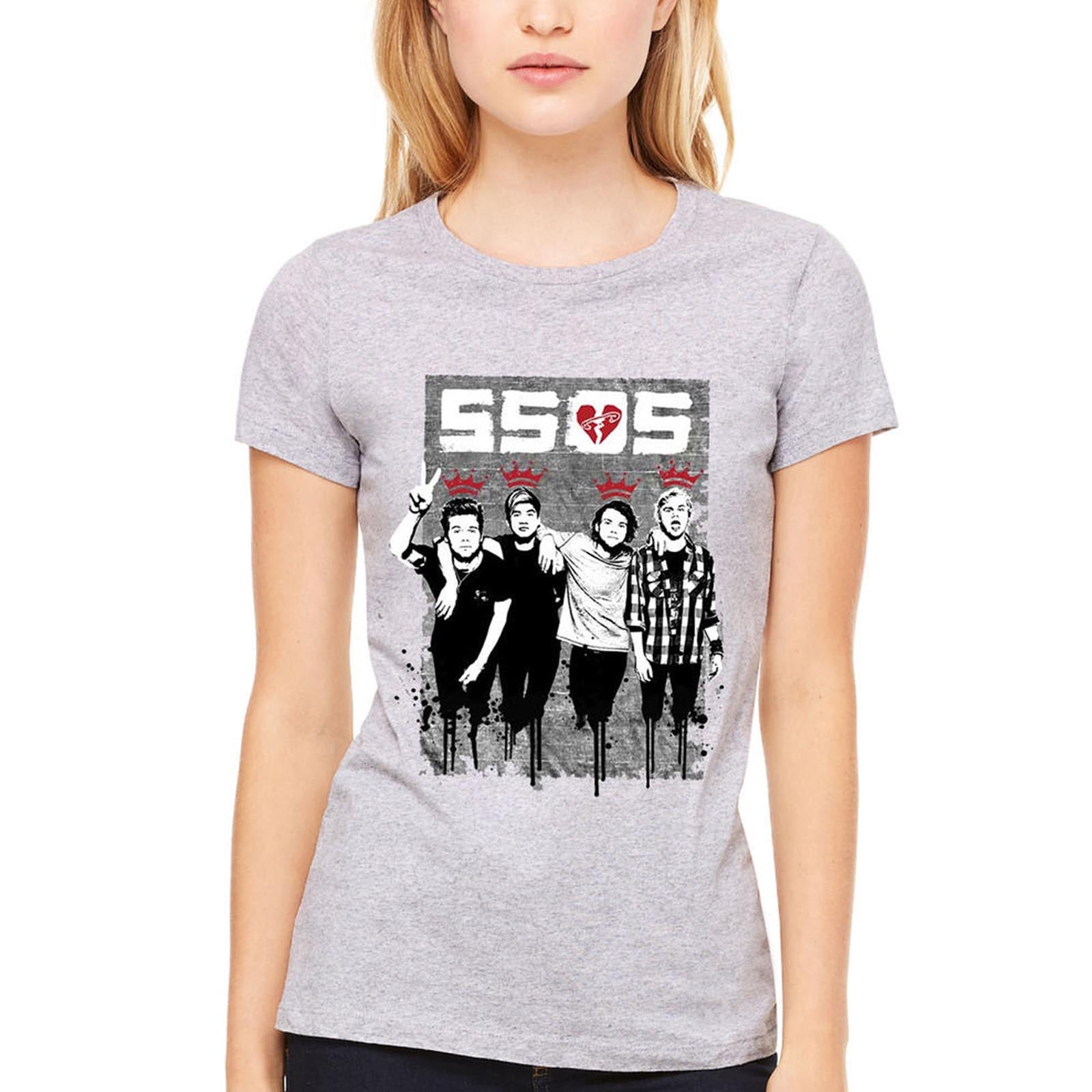 Billede af 5 Seconds of Summer 2 Finger Dripped T-shirt til kvinder