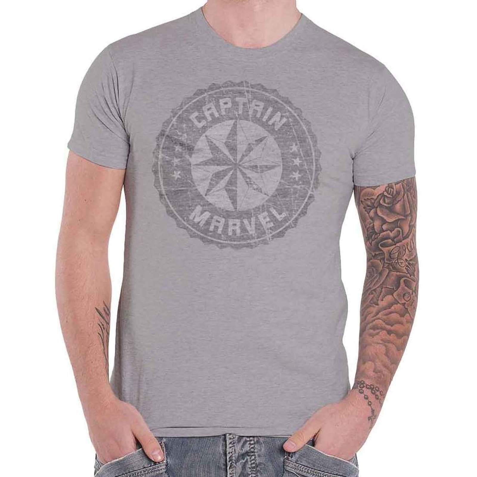Billede af Marvel Comics Captain Marvel Grey Circle T-shirt
