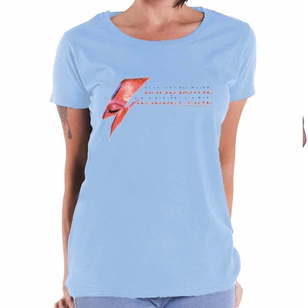 Billede af David Bowie Aladdin Sane Eye Flash T-shirt til kvinder lyseblå